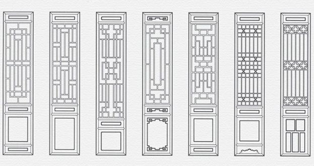 利津常用中式仿古花窗图案隔断设计图