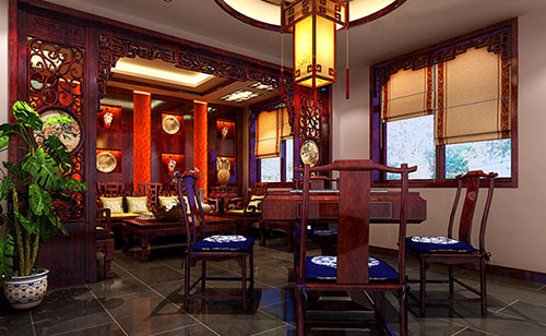 利津古典中式风格茶楼包间设计装修效果图